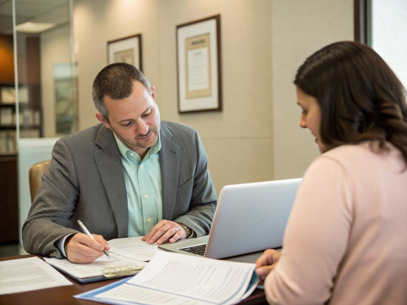 Professional office setting for insurance claim processing